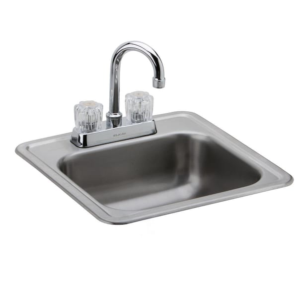 Sink, Stainless Steel, 15 in W x 15 in L x 5.15625 in H